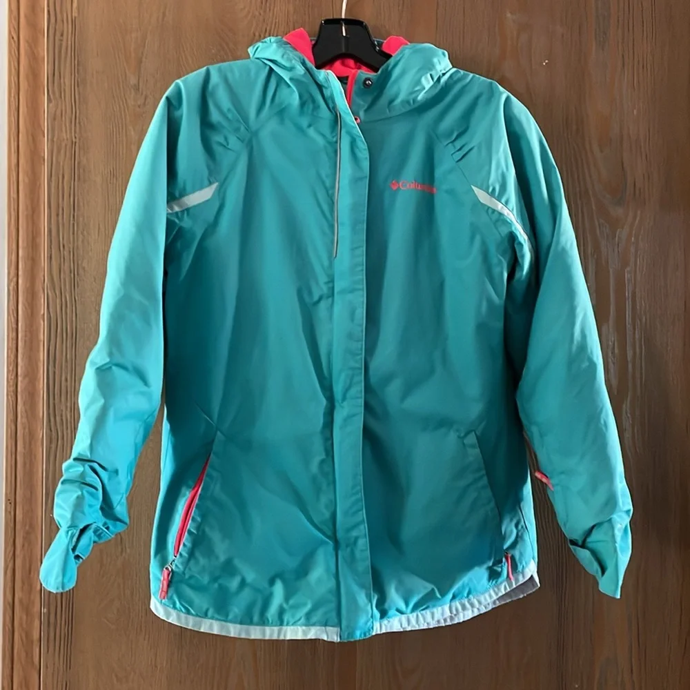 Columbia Kids L 14/16 Hooded Omni Heat Coat Teal & Pink